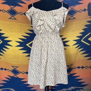 Y2K Lush Tan & Black Mini Tank Dress. Small. Lighting Bolt Design. Poly. Small.